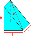 right angle prism with edges labelled a, b and c