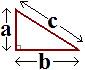right angle triangle with sides labelled a, b and c